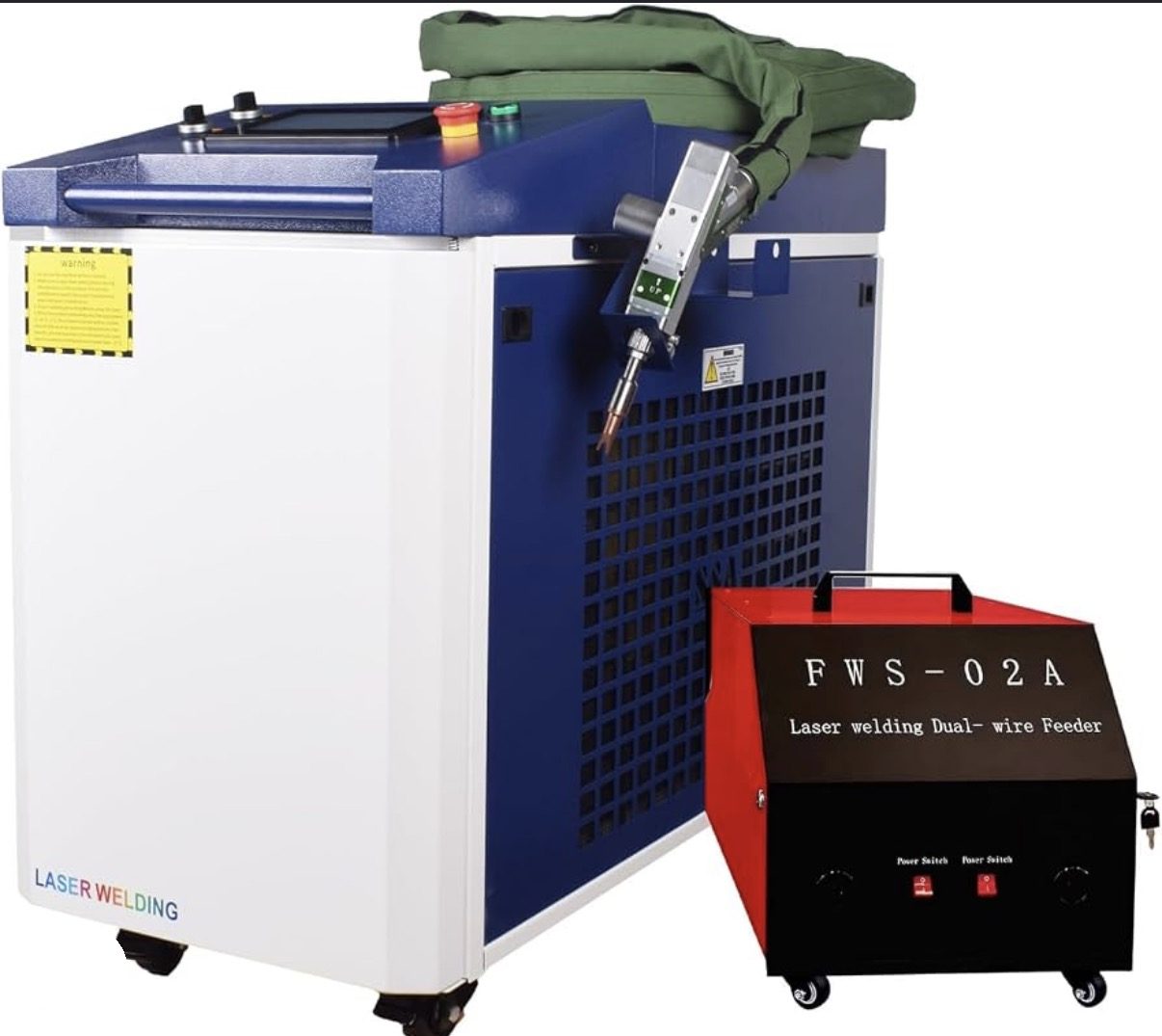 Handheld laser welding machine with dual wire feeder